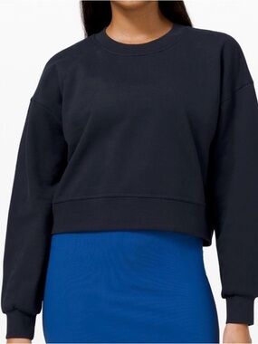 Lululemon Perfectly Oversized Cropped Crew Navy Back Logo ~Approx XS/S No Tag